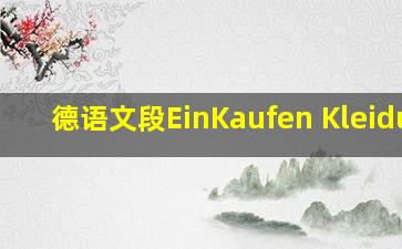 德语文段EinKaufen Kleidung